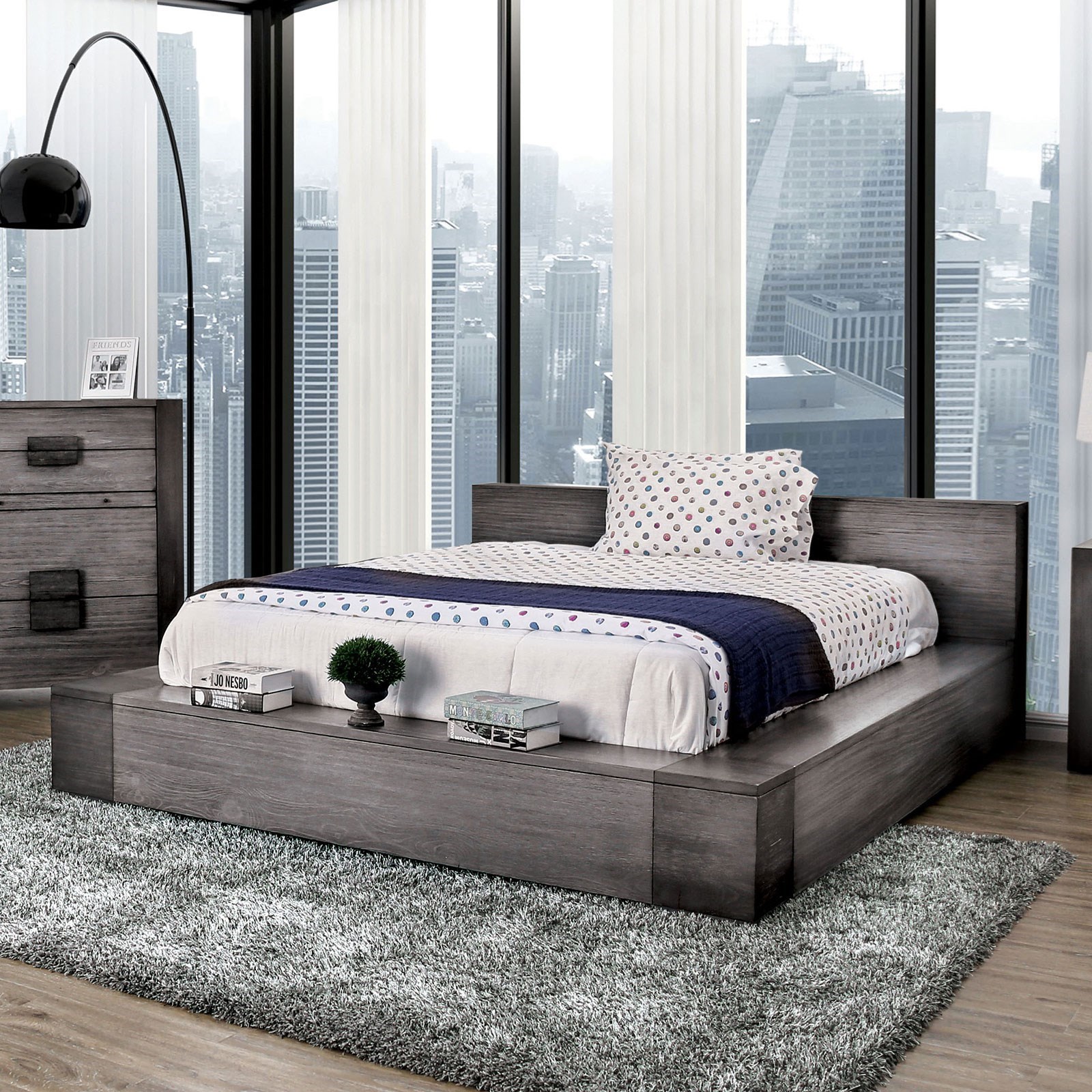 Furniture of America Janeiro CM7628GYEKBED Rustic King Platform Bed
